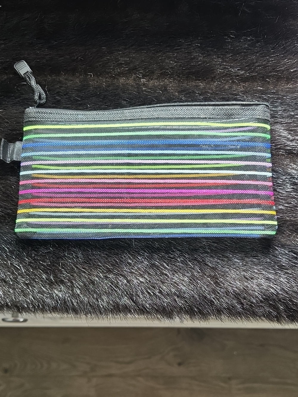 Rainbow Multicolor Striped Zip Pouch